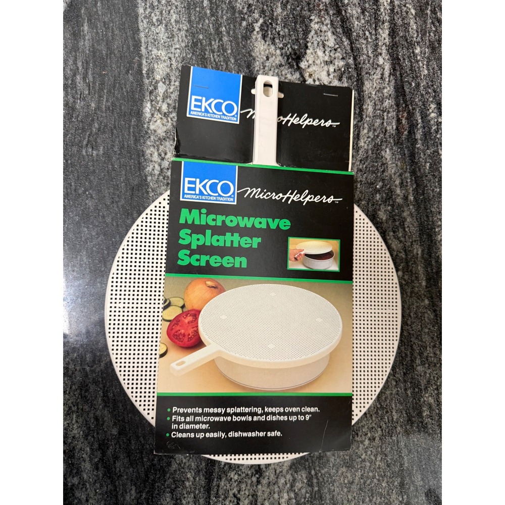 Vintage Ekco MicroHelpers Microwave Splatter Screen White 9 Inch 41004 USA Made